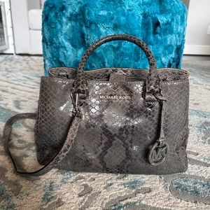 Michael Kors Grey Python Embossed Leather Satchel